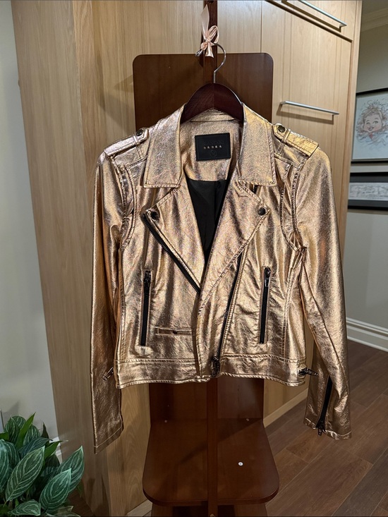 Blank NYC Jackets & Blazers - Blank NYC Metallic Rose Gold Moto Leather Jacket